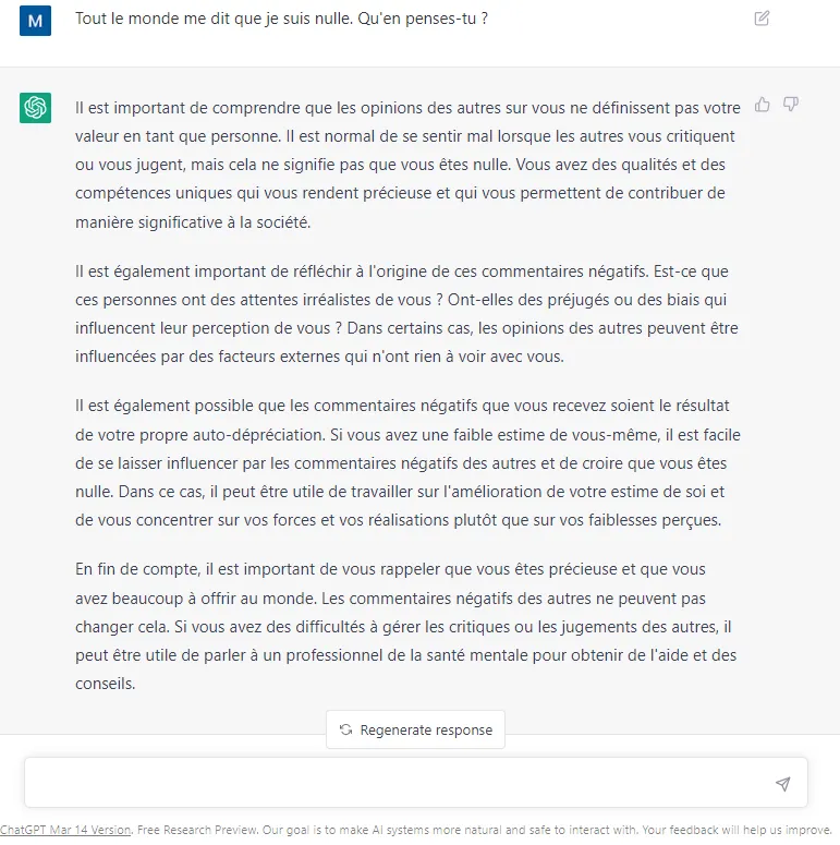 Nous demandonsa Chat PGT une question non objective