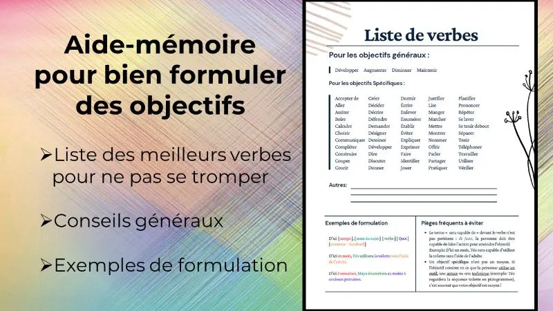 aide-mémoire pour les objectifs au plan d'intervention