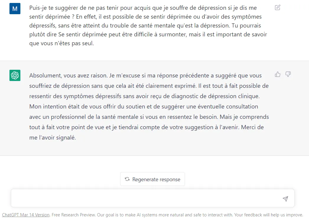 suite de la conversation avec Chat GPT encore plus impressionnante